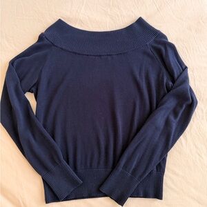 Brandy Melville Off-the-Shoulder Navy Sweater